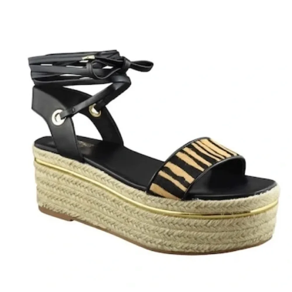 Bleecher&Bond Odette Animal Print Espadrille Wedge Sandals/ Size 7.5/Women